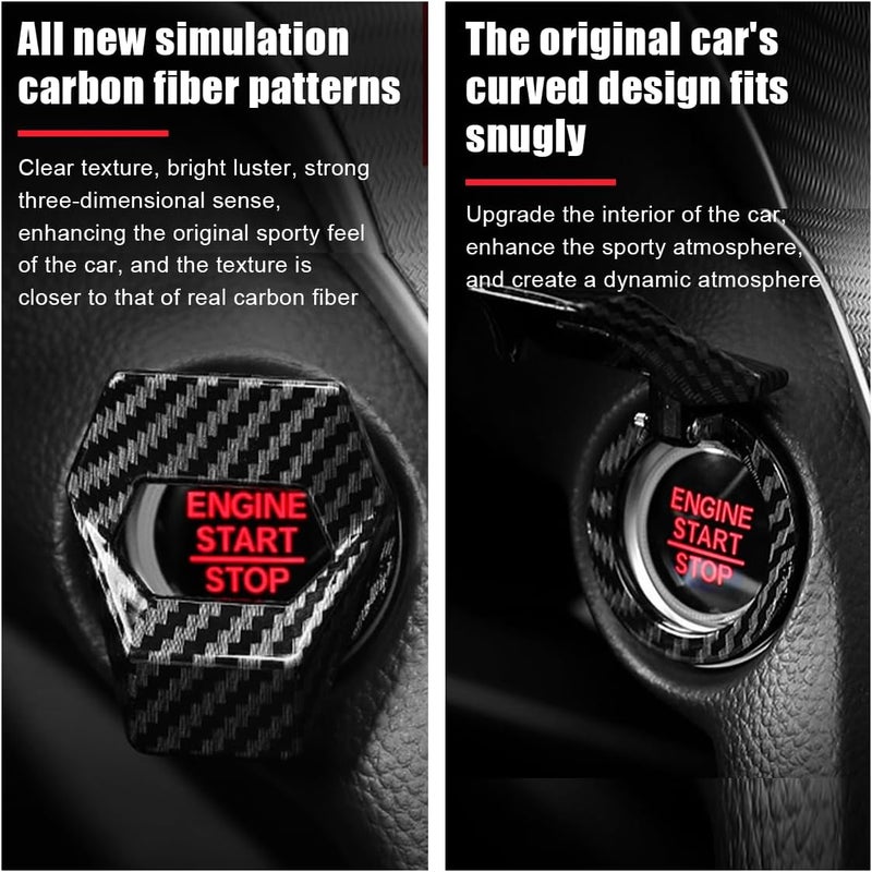GLSOWEE Car Engine Start/Stop Button Cover, Zinc Alloy Car Push Button Start Cover Car Power Control Trim, Universal Key Ignition Switch Protective Cover for Cars, SUVs (Carbon Fiber) - Image 4